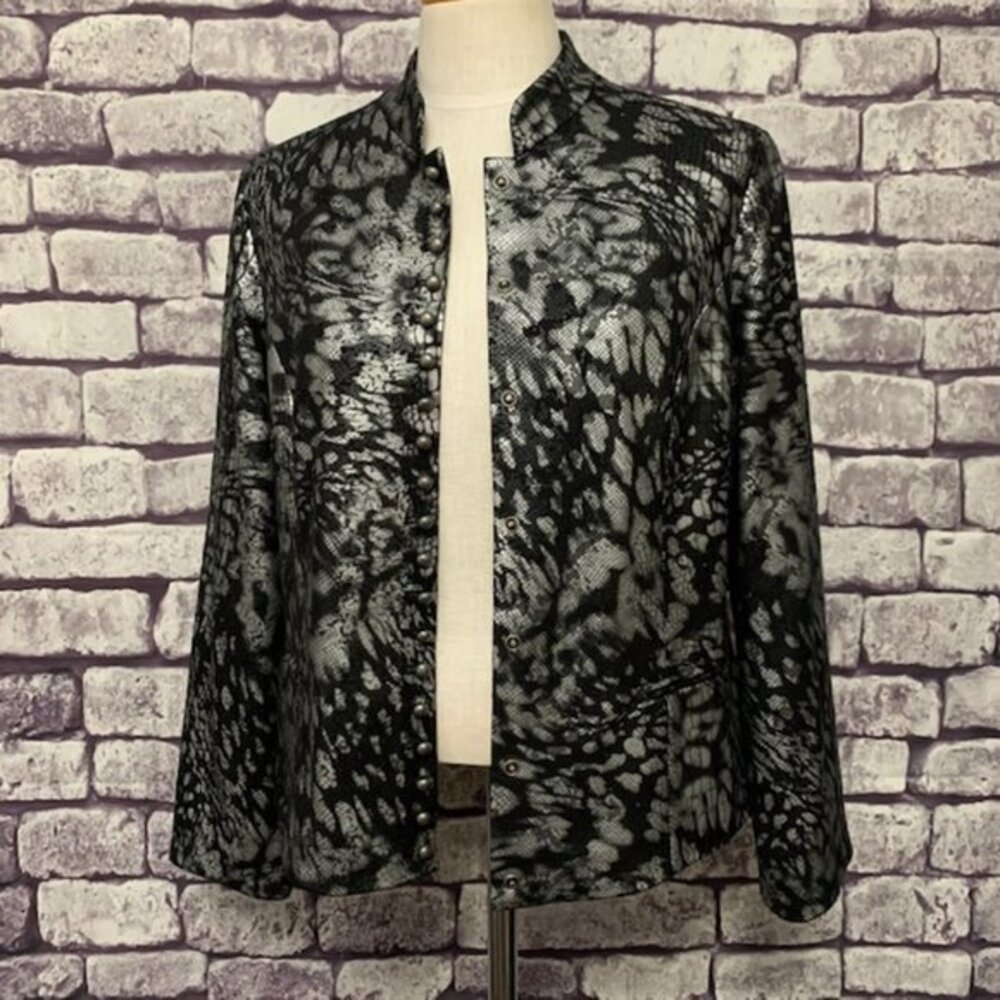 Chico's Black & Gray Jacket Size M